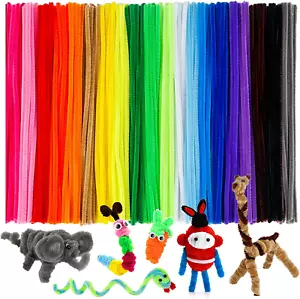 Caydo 200 PCS Thick Pipe Cleaners Craft Supplies Multi-Color Chenille Stems - Picture 1 of 12