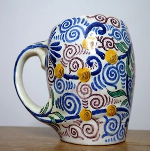 Taza de cerámica policromada holandesa Delft siglo XVIII países bajos Bélgica Holanda antigua - Imagen 1 de 8