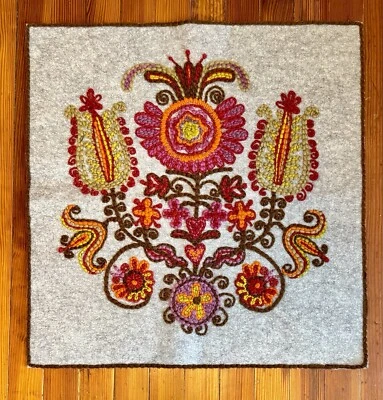 Arte vintage de fibra/textil cosido a mano lana colgante de pared escandinavo MCM raro  Foto 1 de 4