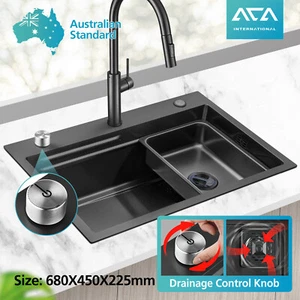 ACA Kitchen Sink Control Knob Drain Single Bowl Detachable Colander Nano Black - Picture 1 of 16