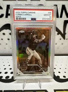 2023 TOPPS CHROME CORBIN CARROLL SEPIA REFRACTOR ROOKIE PSA 10! - Picture 1 of 2