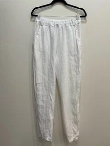 Pantalón Italia 100% Lino Blanco S/M Blanco Ligero Silencioso Lujo Minimalista - Imagen 1 de 9