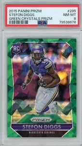 2015 Panini Prizm Green Crystals Prizm /75 Stefon Diggs 285 RC PSA 8 - Picture 1 of 2