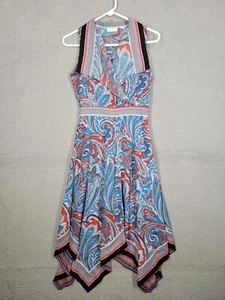 Paisley Hankerchief Hem Dress Size 0 New York & Co Maxi Dress Boho Sleeveless  - Picture 1 of 9