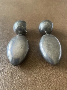 Vintage 1980s Simon Sebbag Sterling Silver Sculptural Modernist Clip Earrings - Picture 1 of 16