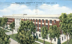 Vista aérea edificio médico universidad Michigan postal Ann Arbor 1942 - Imagen 1 de 2