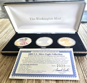 Washington Mint 3 Coin 1 Oz American Silver Eagle Set | Uncirculated W/ COA - Picture 1 of 6