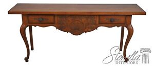 60961EC: DREXEL Country French Walnut 3 Drawer Sofa Table