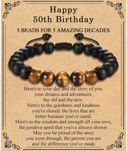 Tiger Eye Stone Bracelet – Birthday Gift for Men 30th-100th - Picture 1 of 7