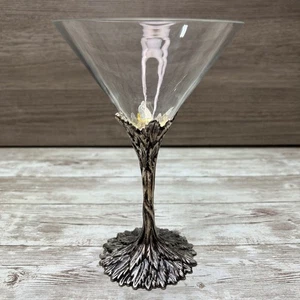 Bicchieri da martini vodka oca grigia peltro metallo gambo foglia vite cocktail bar - Foto 1 di 9