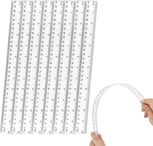 Paquete de 8 reglas de acrílico transparente 12 pulgadas regla transparente flexible pulgadas escala métrica - Imagen 1 de 12
