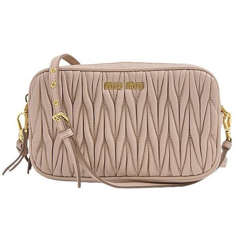 Borsa a tracolla Miu Miu Matelasse borsa a tracolla pelle rosa beige USATA originale #S2289