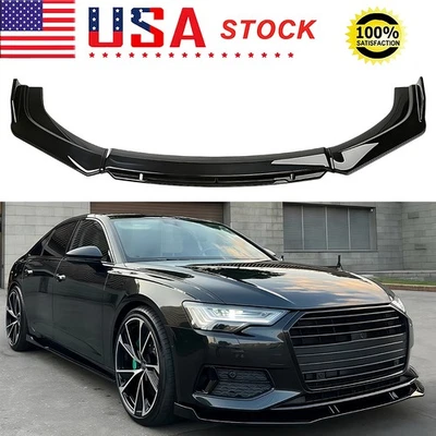 Gloss Black Front Bumper Lip Spoiler Splitter Diffuser For Audi A3 A4 A5 A6 Foto 1 de 4