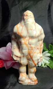 6.3" 1.6lbs Red Vein Marble Yeti Bigfoot Sasquatch Crystal Stone Carving Statue - Picture 1 of 18