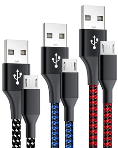 3-Pack 6FT Micro USB Cable Android Charger Cord,Long Braided Fast Micro-USB C... - Picture 1 of 7