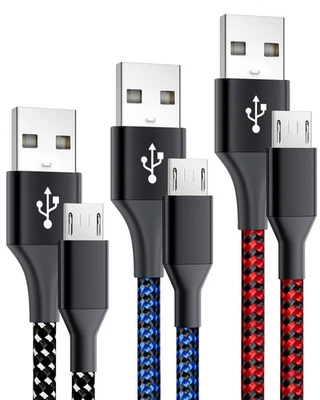 3-Pack 6FT Micro USB Cable Android Charger Cord,Long Braided Fast Micro-USB C... - Image 1 of 4