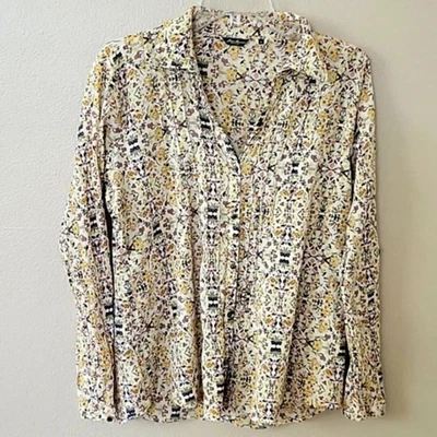 Camisa Eddie Bauer Ditsy Floral Manga Larga Con Botones - Talla Mediana Foto 1 de 4