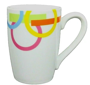 Oneida Color Rings 12oz. Coffee Mug Thick Porcelain Multi Colors On White Unused - Picture 1 of 7