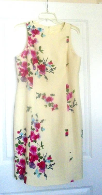 JONES NEW YORK  DRESS A-Line Sleeveless Ivory Cream Floral Design Dress Size 12! - Image 1 of 4