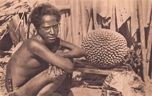 Missions of Oceania - Native type and breadfruit - Publ. Propagation de la Foi - Picture 1 of 2