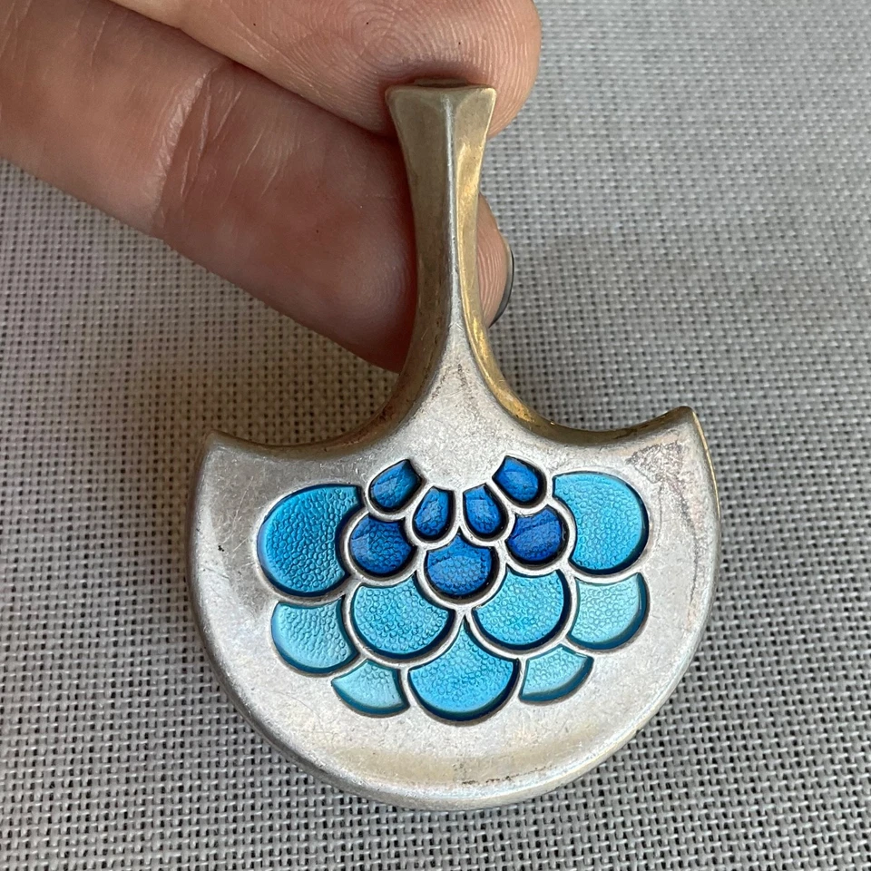 Signierter David-Andersen Norwegen Sterling Silber 925 Blautöne Emaille Anhänger - Bild 1 von 4