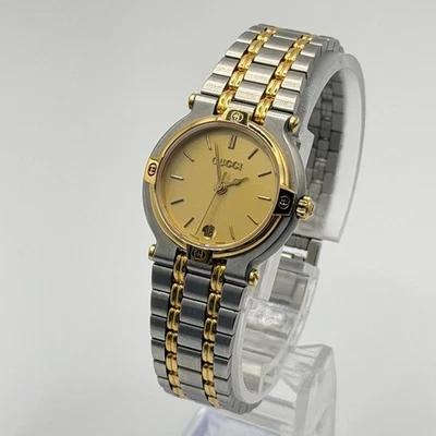 [Near MINT+++] Gucci 9000L 25mm Gold Dial Date Quartz Women's Watch Vintage - Image 1 of 4