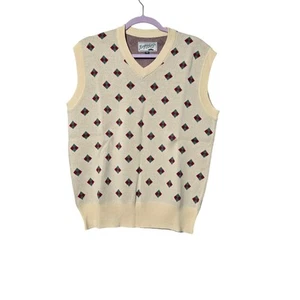 Bogey Boys Men's Sweater Vest Sz SM Yellowish Cream Diamond Retro Golf Style - Picture 1 of 7