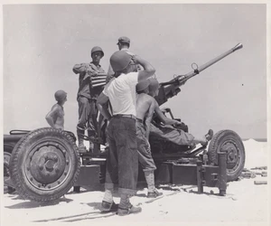 1943 Press Photo WWII U.S. Army Coastal Bofors 40mm Anti-Aircraft Gun Crew - Picture 1 of 2
