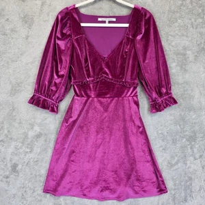 Collective Concepts Dress Womens XS Purple Velvet Puff Sleeve Ruffle Party Mini - Picture 1 of 9