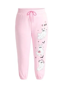 Pantaloni Felpati Avvolti Fantasma Rosa Gatto Halloween Ghouls Pile Joggers Donna M - Foto 1 di 5