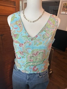 Rene Derhy Paisley Sequin Embellished Tank Top Medium Vintage Y2K - Picture 1 of 9