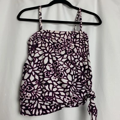 Top de bikini Merona para mujer talla S multicolor tankini natación púrpura blanco usado Foto 1 de 4