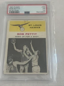 1961 Fleer Basketball Card Bob Pettit In Action #59 HOF Graded PSA  1.5 POP 2 - Picture 1 of 7