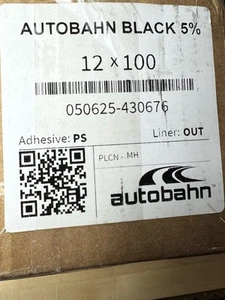AUTOBAHN BLACK 5% Window Film 12 X 100 050625-430676 - Picture 1 of 2