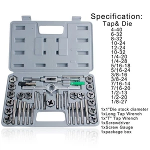 40pcs Metric Hand Tapping Tools Alloy Steel Screw Thread Tap Die Tools - Picture 1 of 8