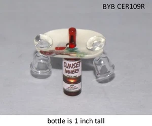 Bottle of Red Wine, Glasses & Serving Caddy, Dollhouse Miniature Accessory - Picture 1 of 1