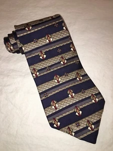 Barrington. 100% Imported Silk Necktie. Dark Blue Gray Tan Burgandy   59” X 4” - Picture 1 of 5