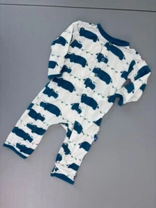 Kickee Pantalones 3-6 Meses Bebé Una Pieza Azul Blanco Hipopótamo Sin Pies Dormir - Imagen 1 de 6