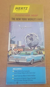 VINTAGE SOUVENIR MAP THE NEW YORK WORLDS FAIR FROM HERTZ RENT A CAR - Picture 1 of 3