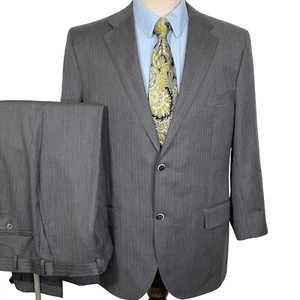 Luigi Bianchi Mantova Suit Men 46R Gray Herringbone Bespoke Super 110s Wool - Picture 1 of 21