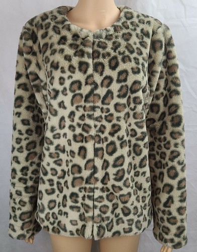 CHANEL Giacca Cappotto Donna (L) Fuzzy Pelliccia Ecopelliccia Stampa Leopardata Nuove Direzioni Nuovo con etichette