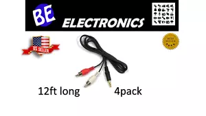 4x 12 Fuß 3,5 mm Stereo Stecker auf 2x Cinch Stecker Kabel Y Audio Adapter Kabel - Bild 1 von 1