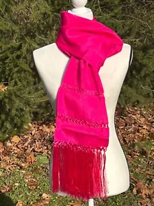 Fransen Rebozo Chalina Schal Handwebstuhl Sta. Maria Mexico 6,2x2 Deep Pink SM19 - Bild 1 von 9