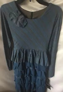 Isobella and Chloe Girls Royal Blue and Gray Tiered Party Dress Size 14-New - Picture 1 of 9