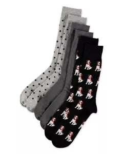 Paquete de 3 calcetines de mezcla de algodón Jack Russell Dog Crew Hot Sox para hombre nuevos con etiquetas $28 talla 10-13 - Imagen 1 de 1