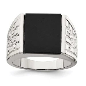 Sterling Silver Rhodium-plated Men's Onyx Ring Size 9 - Picture 1 of 4