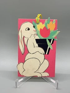 Conejo de Pascua y tulipanes de colección Art Deco Bridge, primavera, sin usar, Buzza - Imagen 1 de 2