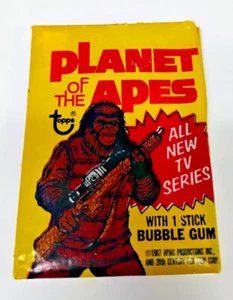 TARJETAS COLECCIONABLES VINTAGE 1975 TOPPS WAX PACK PLANETA DE LOS SIMIOS NUEVAS/SIN ABRIR - Imagen 1 de 3