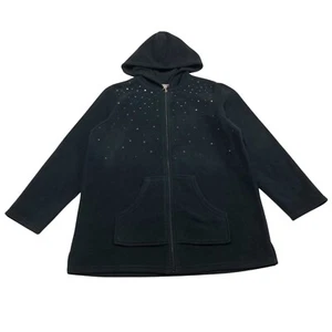 Quacker Factory By Jeanne Bice Black Full Zip Tunic Fleece Jacket Women’s Size S - Picture 1 of 9