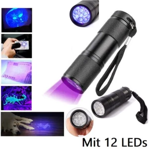 UV Taschenlampe mit 12 LED Licht Schwarzlicht Taschenlicht Aluminium Gehäuse NEU - Bild 1 von 14